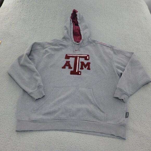 Vintage Nike Texas A&M Hoodie Mens XL Center Swoosh Graphic Gray Pullover - Picture 1 of 11